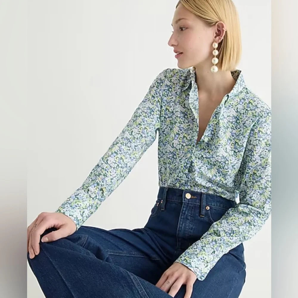 J. Crew Slim-fit Button Front in Blue China Rose Liberty® Fabric